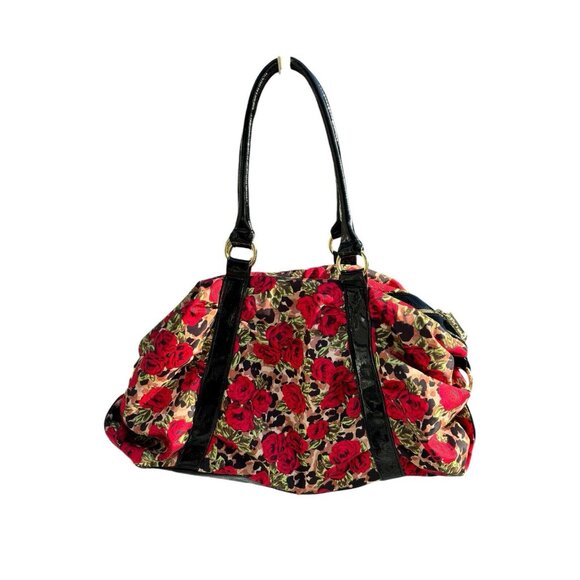 Betsey Johnson Weekender Satchel Duffle Zip Handbag Misty Roses HTF Print - Picture 2 of 9